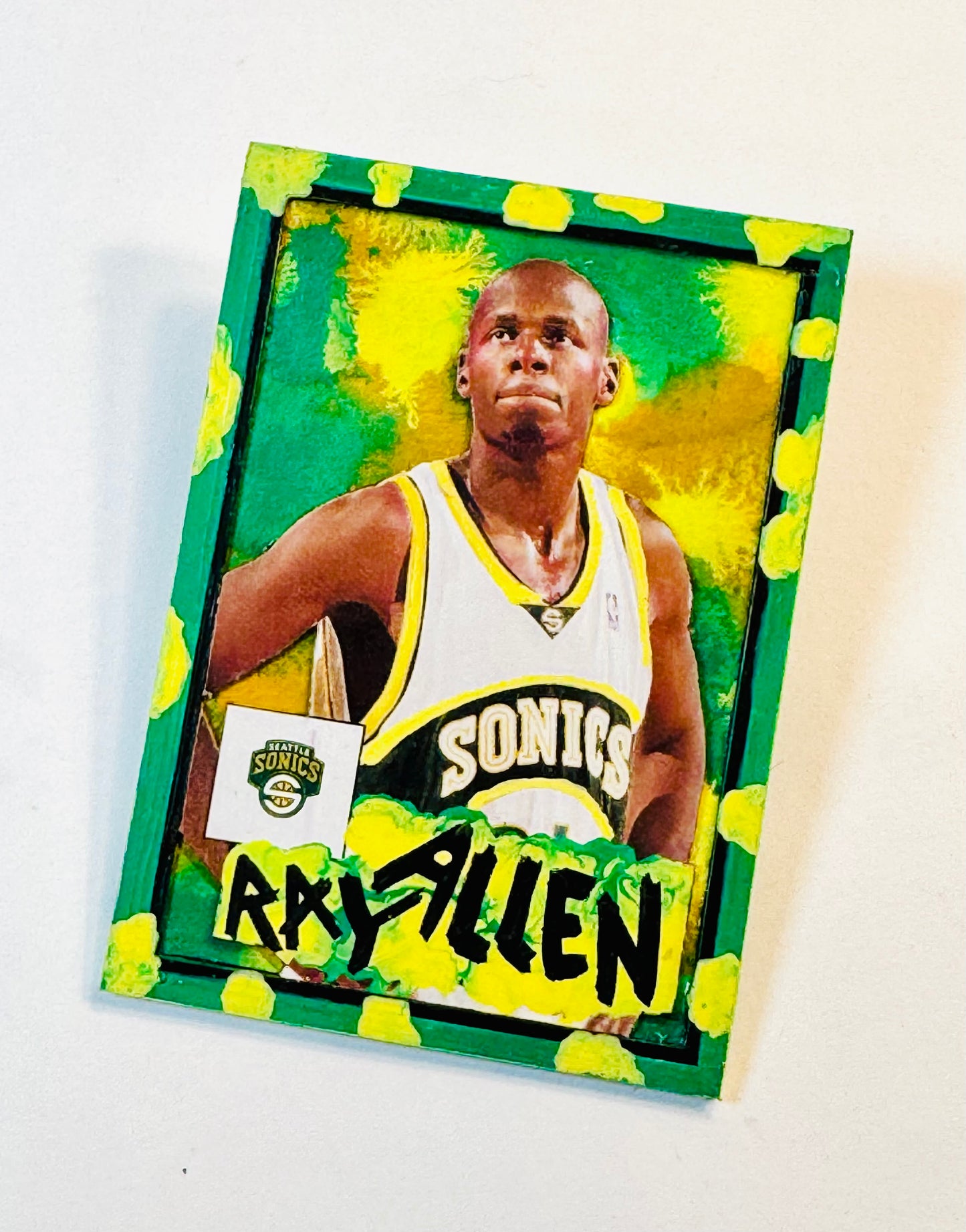 Art trading card (“Super Sonic” Ray Allen 1/1 Seattle SuperSonics NBA)