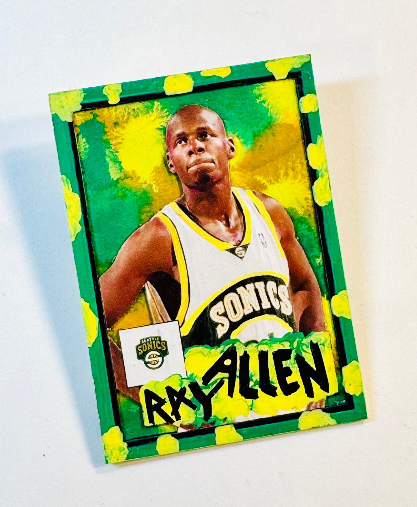 Art trading card (“Super Sonic” Ray Allen 1/1 Seattle SuperSonics NBA)
