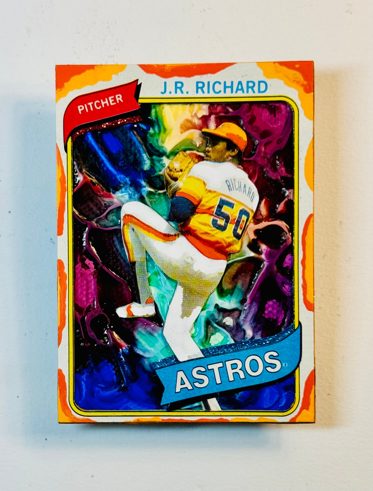 Art trading card (“Action! Power! Accuracy!” J.R. Richard Houston Astros MLB 1/1)