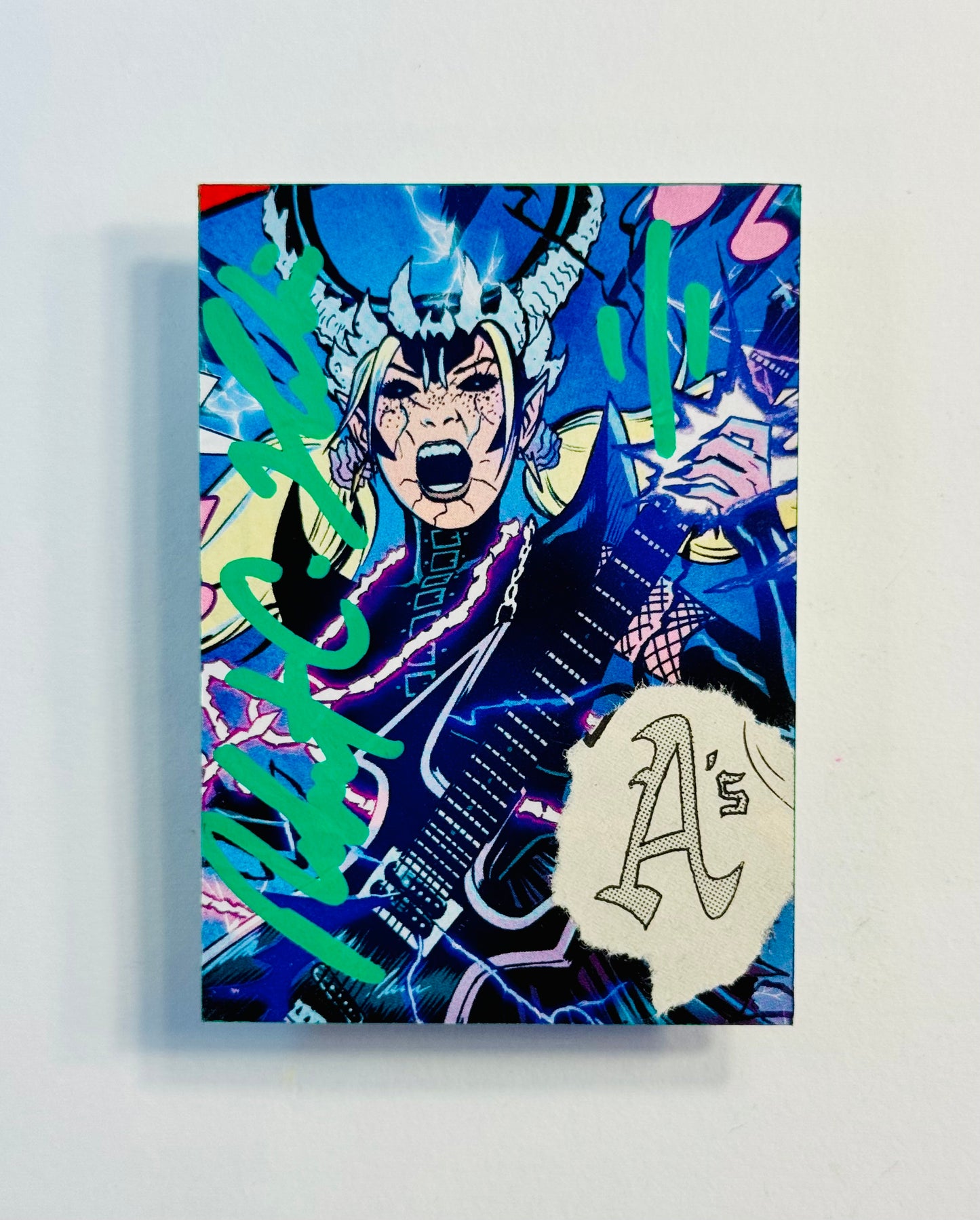 Art trading card (“Green Daze” Billy Joe Armstrong 1/1) Oakland Athletics MLB Green Day Baseball