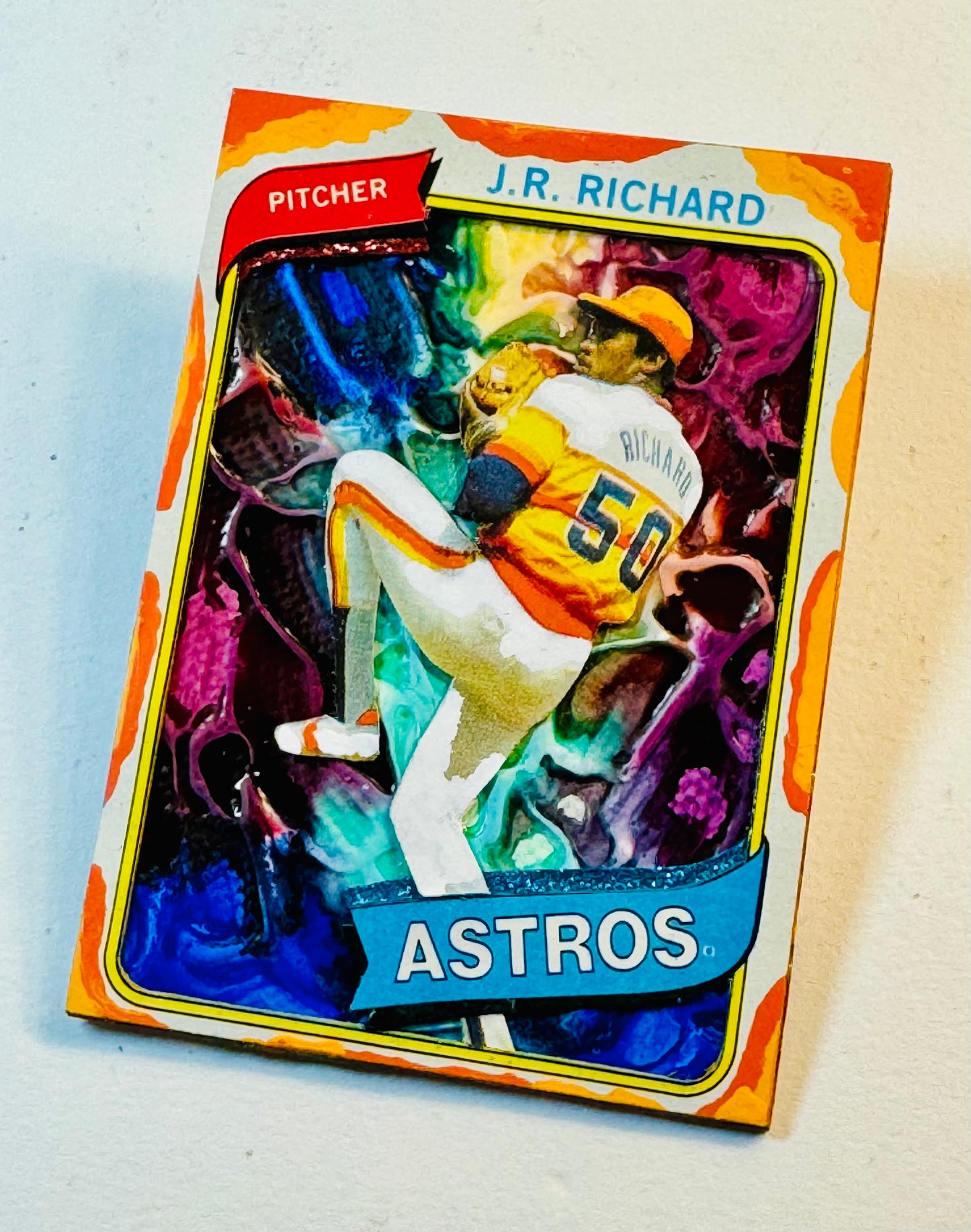 Art trading card (“Action! Power! Accuracy!” J.R. Richard Houston Astros MLB 1/1)