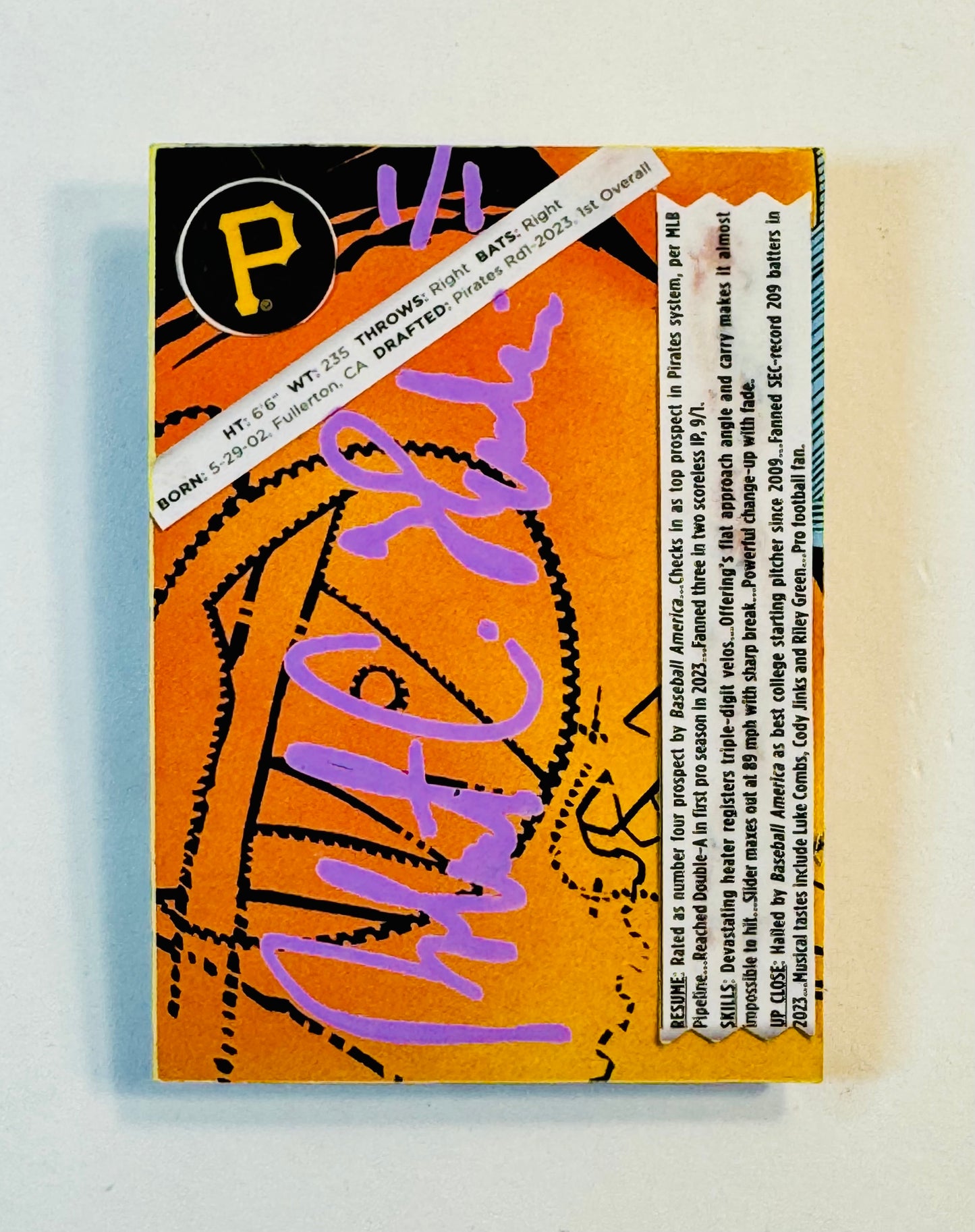 Art trading card (“Pittsburgh Prowess” Paul Skenes 1/1 Pittsburgh Pirates MLB)
