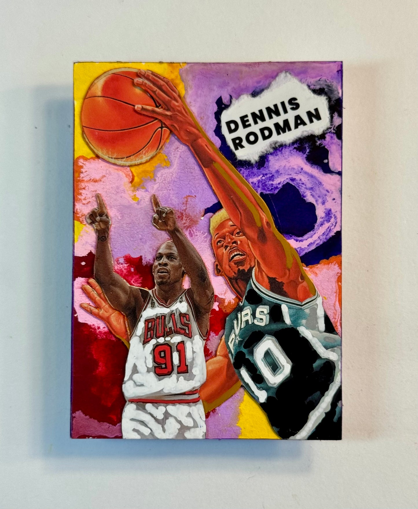 Art trading card (“Worm” Dennis Rodman 1/1) NBA Chicago Bulls San Antonio Spurs Detroit Pistons