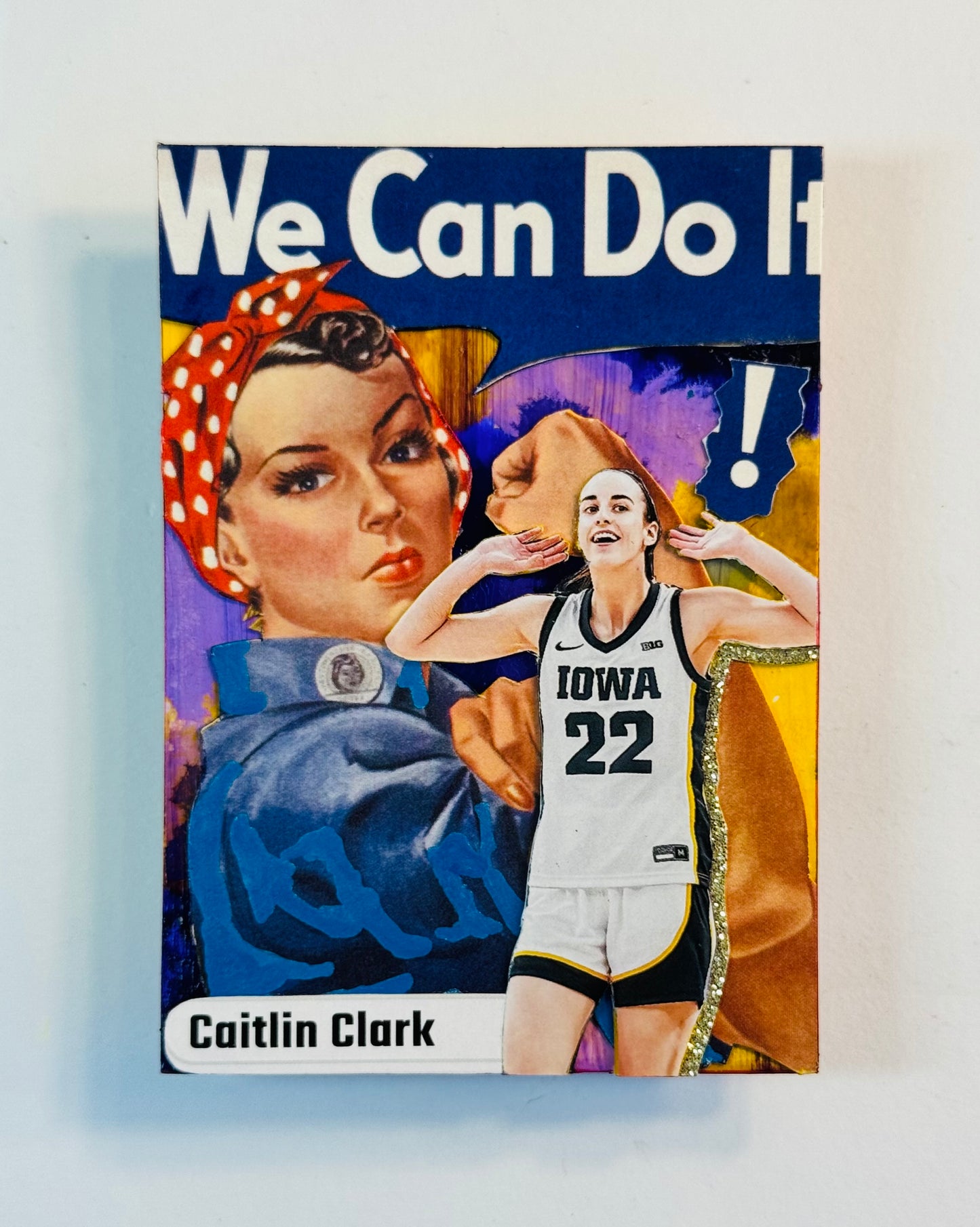 Art trading card (“We Can Do It!” Caitlin Clark Iowa 1/1) Iowa University Indiana Fever WNBA