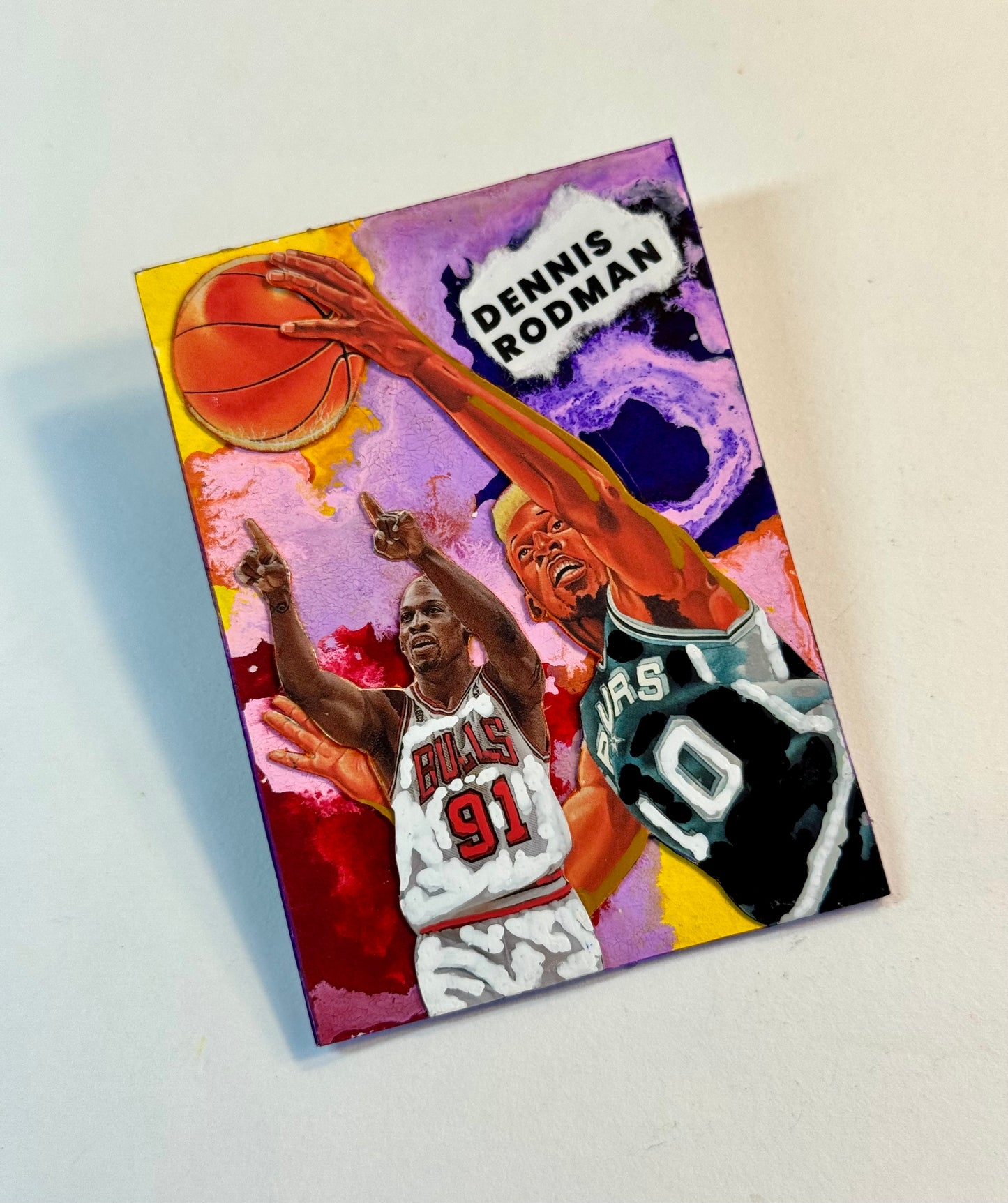 Art trading card (“Worm” Dennis Rodman 1/1) NBA Chicago Bulls San Antonio Spurs Detroit Pistons
