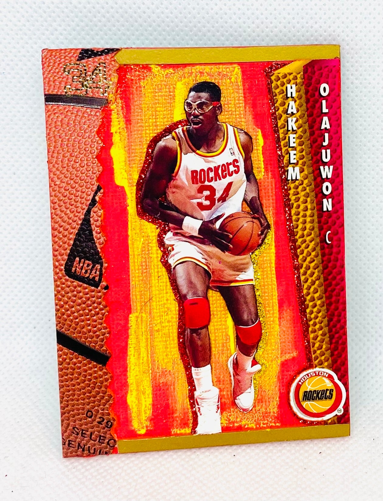 Art trading card (“Rocket Man” Hakeem Olajuwon 1/1 Houston Rockets NBA)