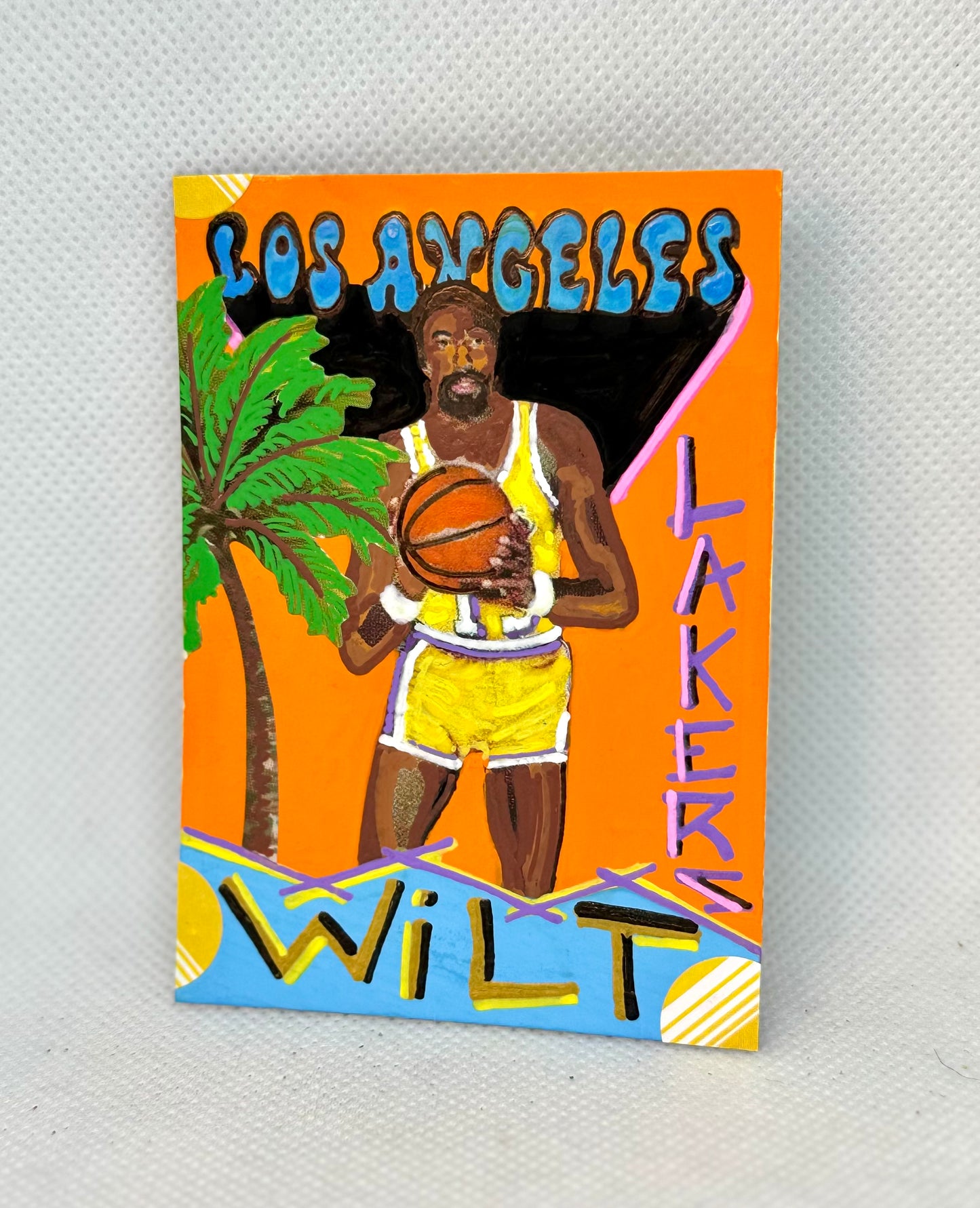 Art trading card (“Hoops/Painted: Wilt” Wilt Chamberlain 1/1 Los Angeles Lakers NBA)