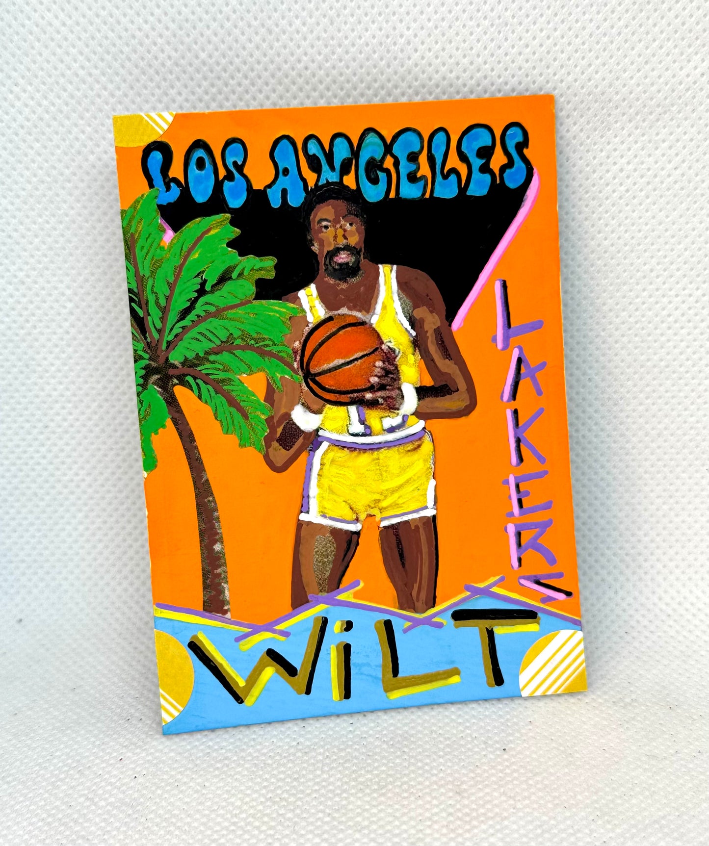 Art trading card (“Hoops/Painted: Wilt” Wilt Chamberlain 1/1 Los Angeles Lakers NBA)