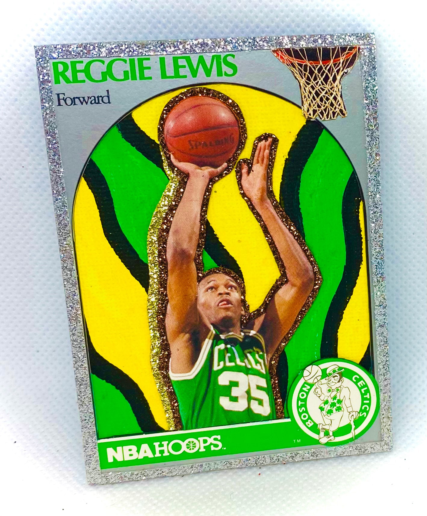 Art trading card (“Celtic, Interrupted” Reggie Lewis 1/1 Boston Celtics NBA)