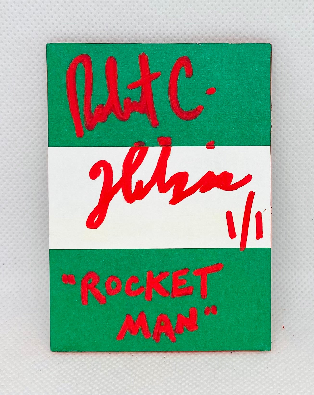 Art trading card (“Rocket Man” Hakeem Olajuwon 1/1 Houston Rockets NBA)