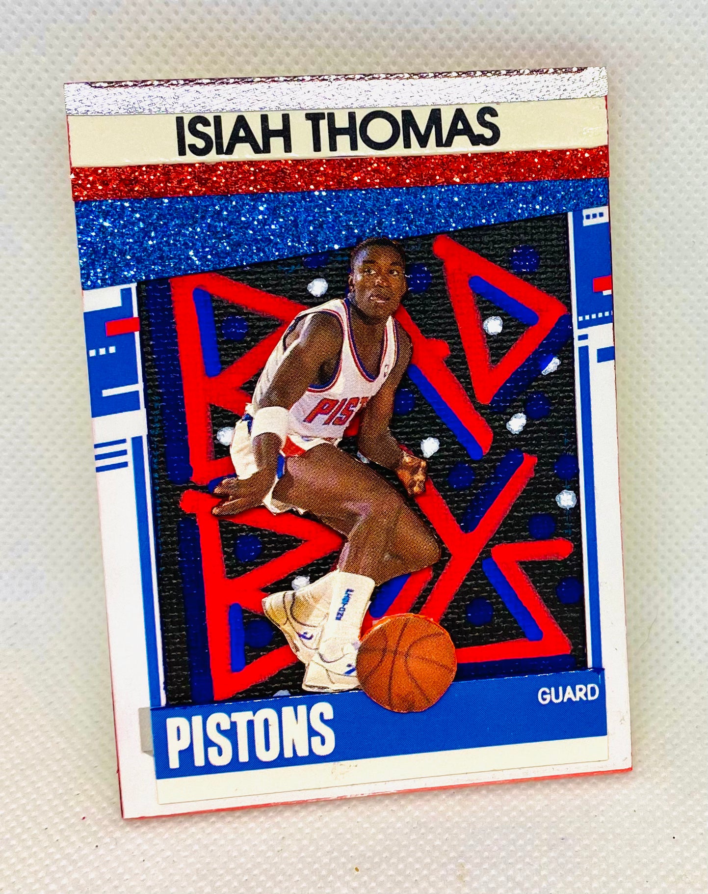 Art trading card (“Bad Boys” Isiah Thomas 1/1 Detroit Pistons NBA)