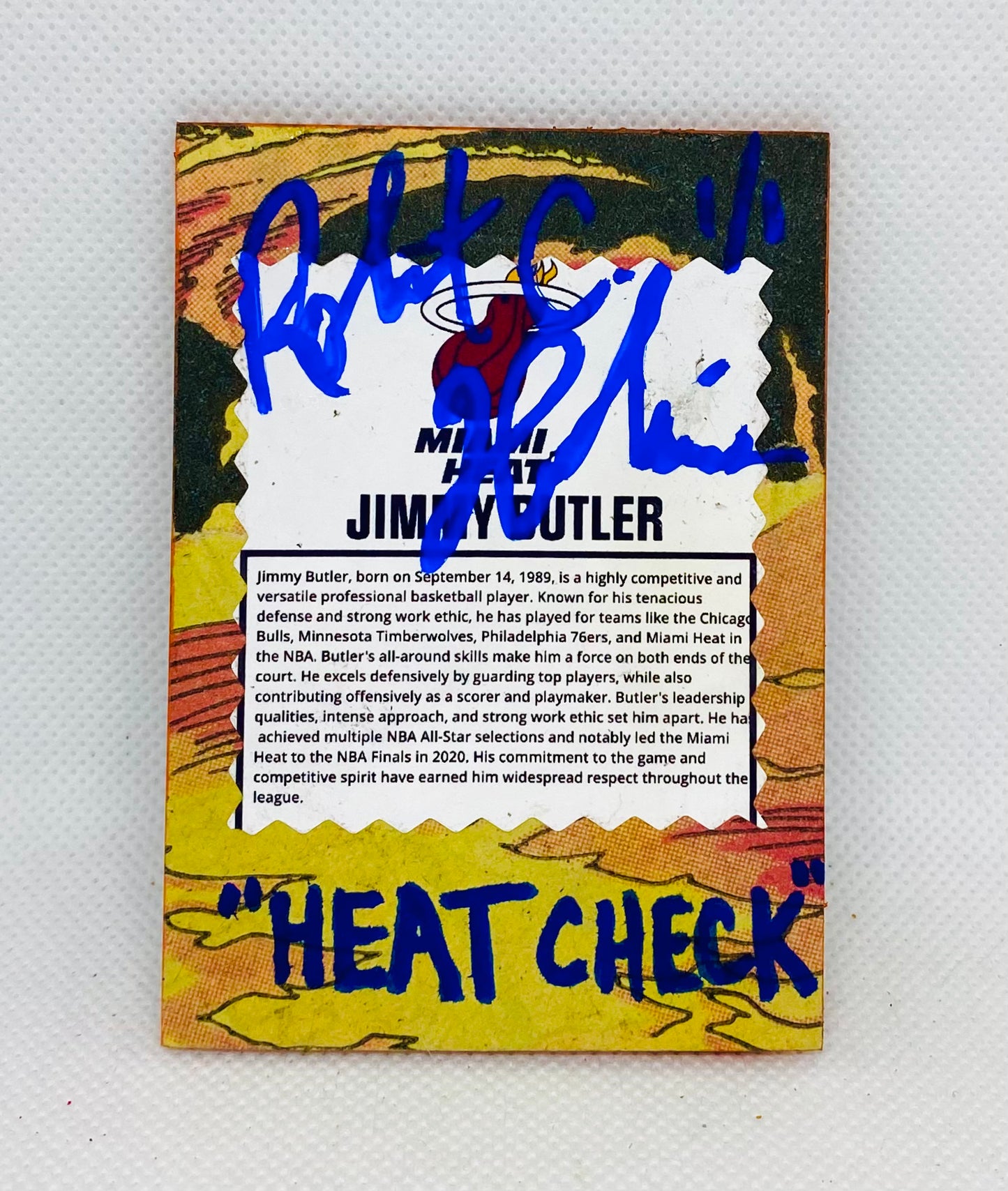 Art trading card (“Heat Check” Jimmy Butler Manga 1/1 Miami Heat NBA)