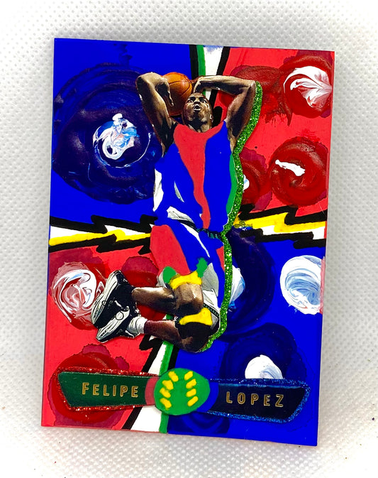 Art trading card (“Dominican Son” Felipe Lopez 1/1 Minnesota Timberwolves St. John’s University NBA NCAA)