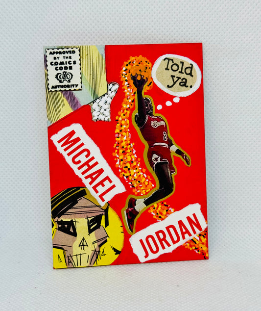 Art trading card (“Hoops/Painted: Michael Jordan Dunk Contest Edition” 1/1 Michael Jordan Air Jordan Chicago Bulls NBA)