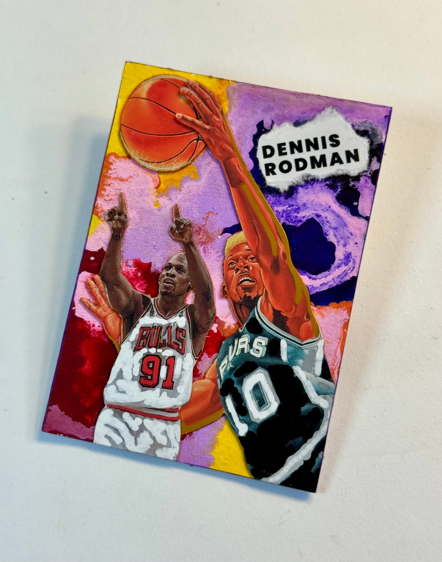 Art trading card (“Worm” Dennis Rodman 1/1) NBA Chicago Bulls San Antonio Spurs Detroit Pistons