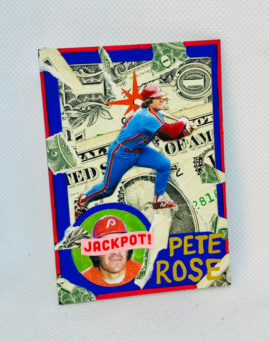 Art trading card (“Jackpot!” Pete Rose 1/1 Philadelphia Phillies Cincinnati Reds MLB)