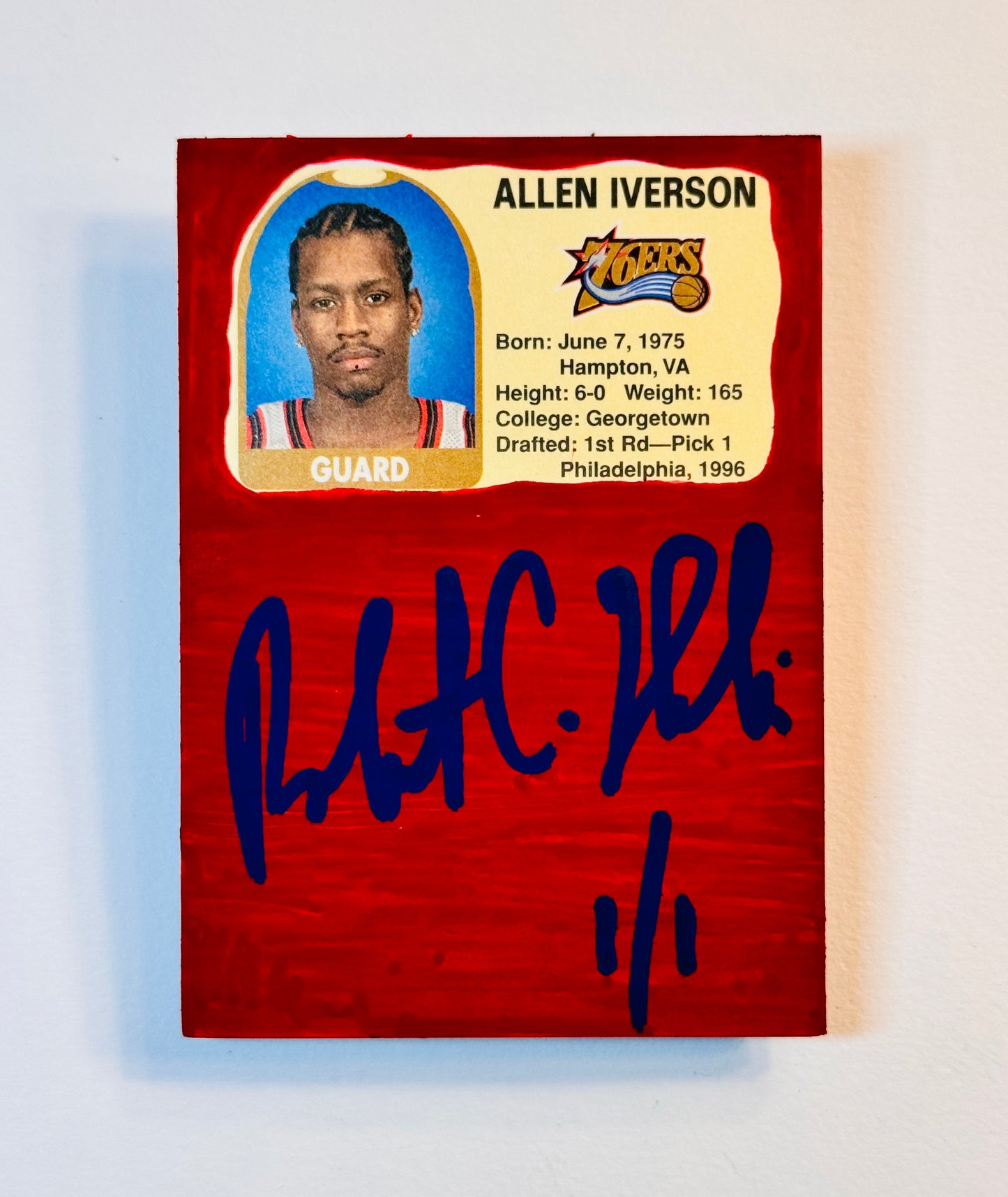 Art trading card (“Iverson” Allen Iverson 1/1) NBA Philadelphia 76ers Sixers basketball