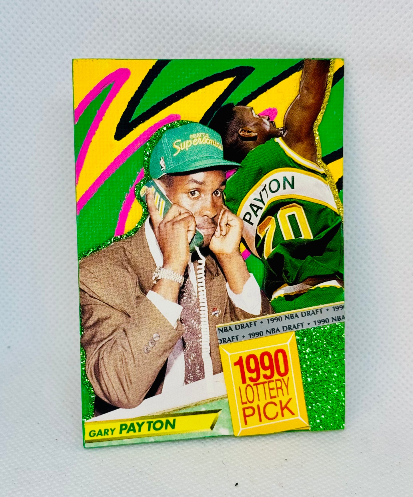 Art trading card (“Origin Story: The Glove” Gary Payton Lottery Pick 1/1 NBA Seattle SuperSonics)