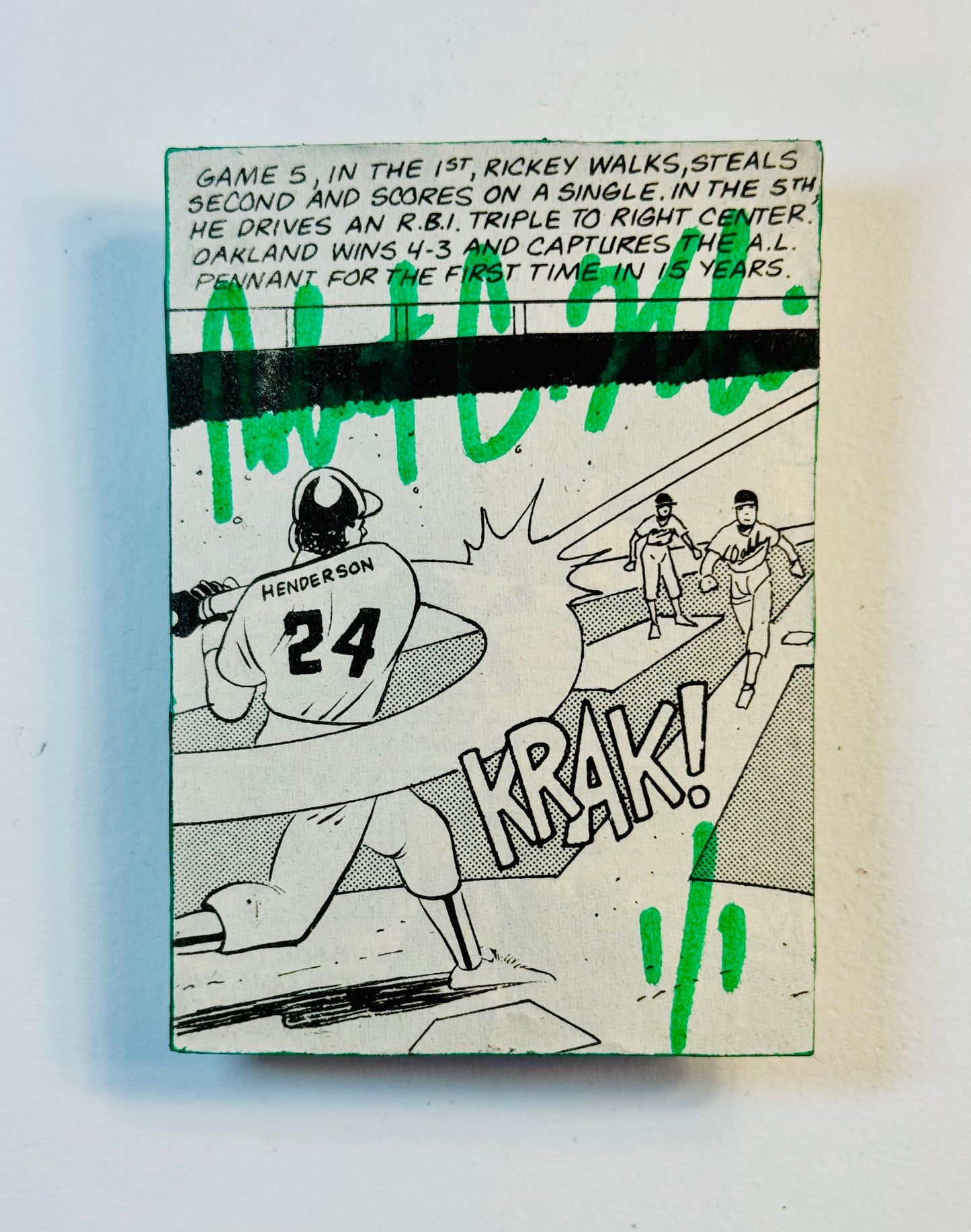 Art trading card (“Oakland 24” Rickey Henderson Oakland Athletics MLB 1/1)