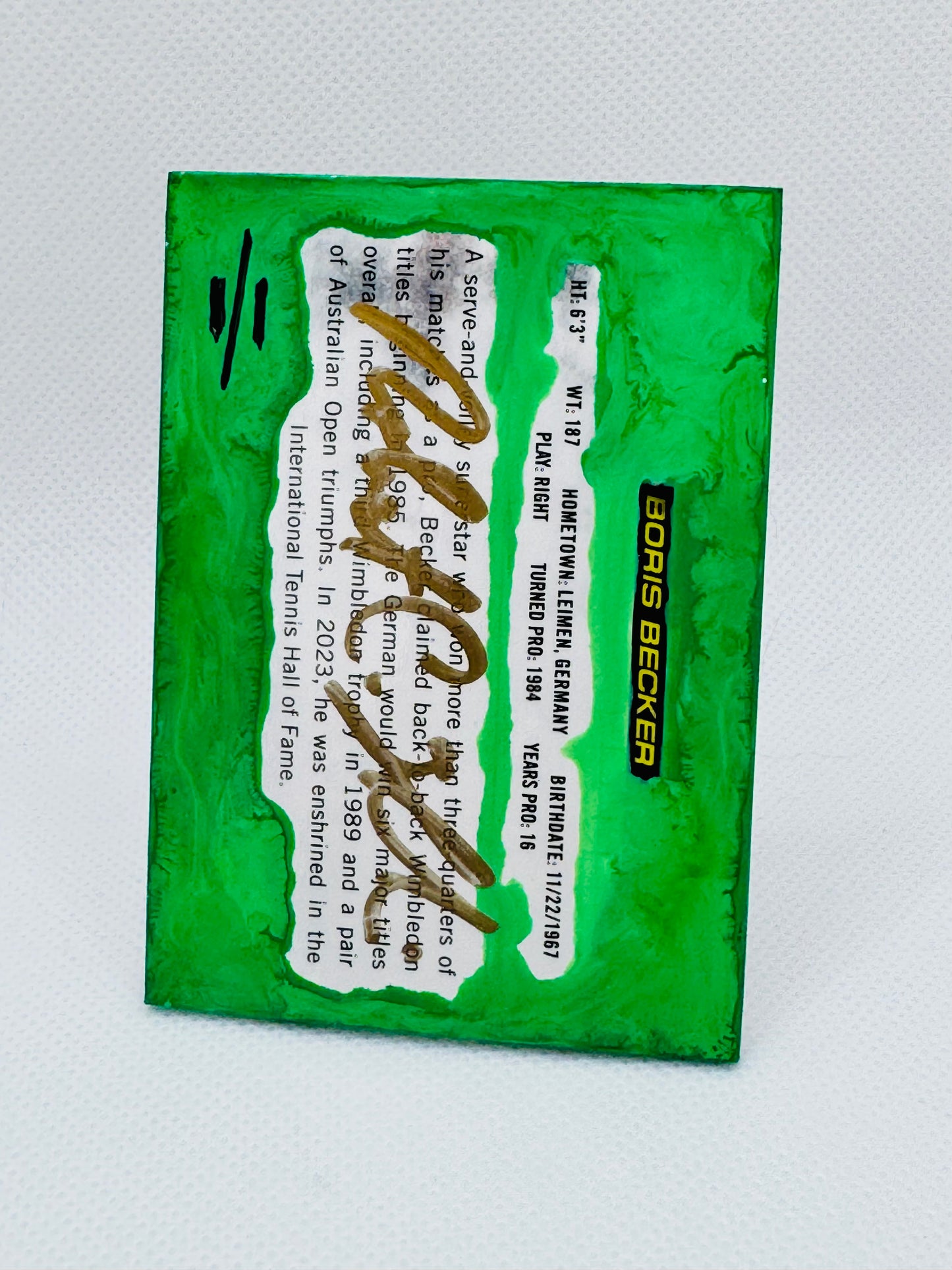 Art trading card (“Boom, Boom!” Boris Becker 1/1) Tennis Grand Slam