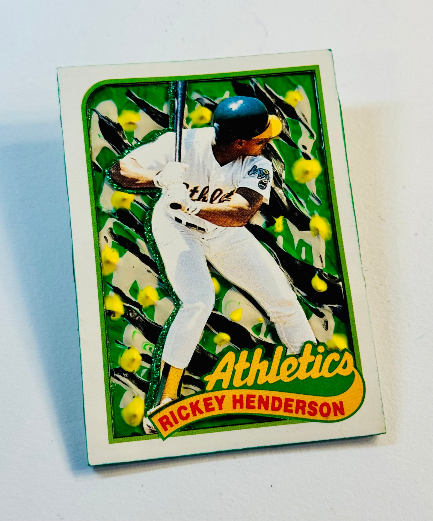 Art trading card (“Oakland 24” Rickey Henderson Oakland Athletics MLB 1/1)