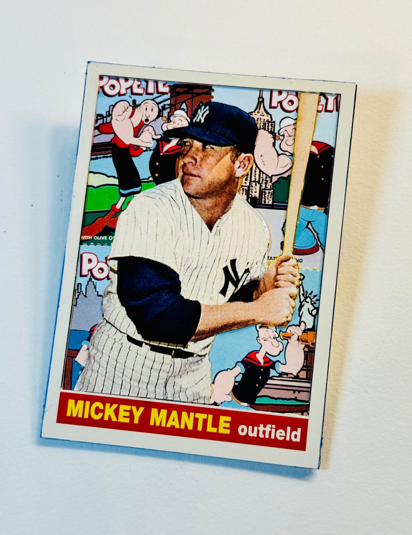 Art trading card (“Mantle” Mickey Mantle Popeye NYC 1/1) MLB New York Yankees New York City