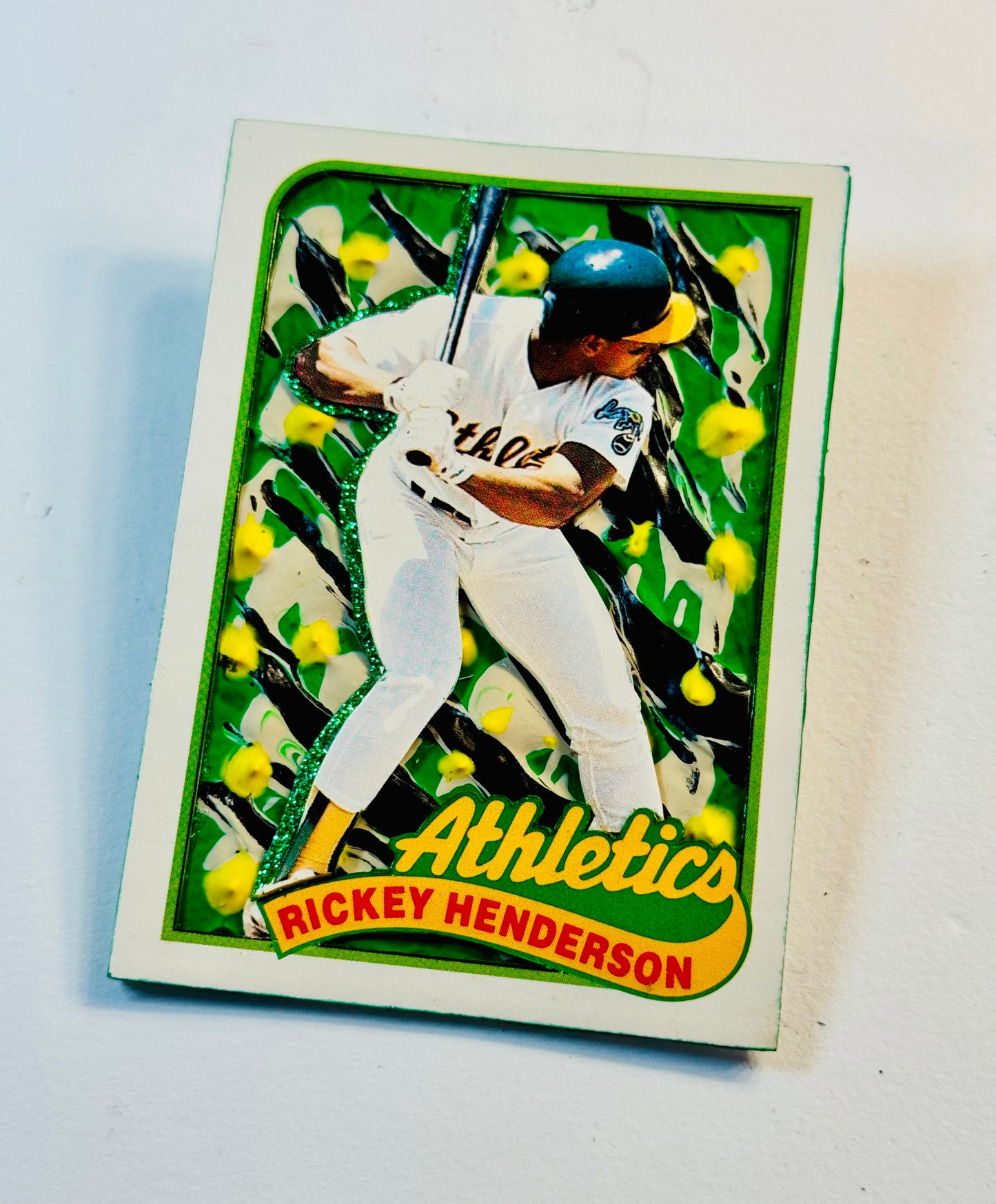 Art trading card (“Oakland 24” Rickey Henderson Oakland Athletics MLB 1/1)