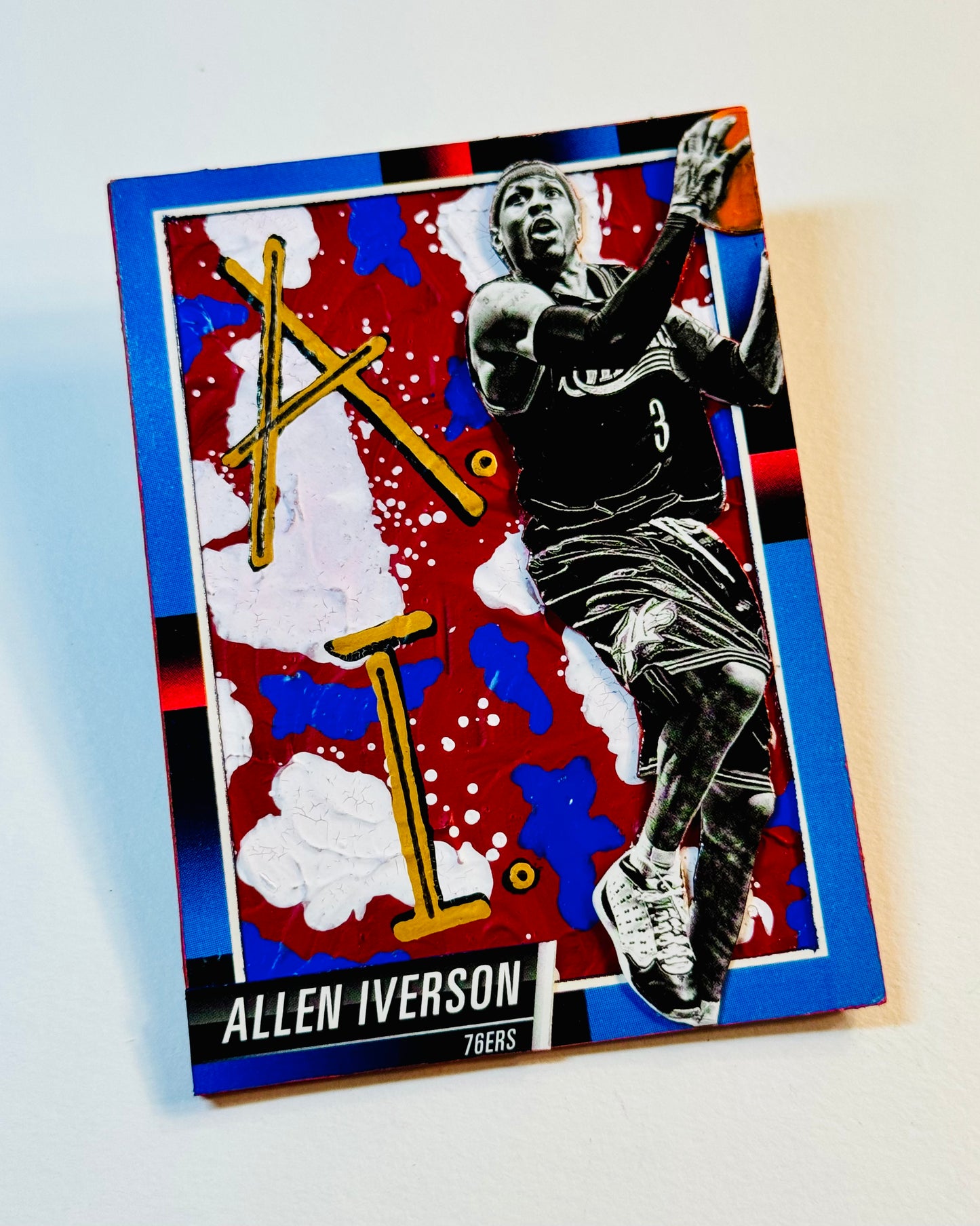 Art trading card (“Iverson” Allen Iverson 1/1) NBA Philadelphia 76ers Sixers basketball