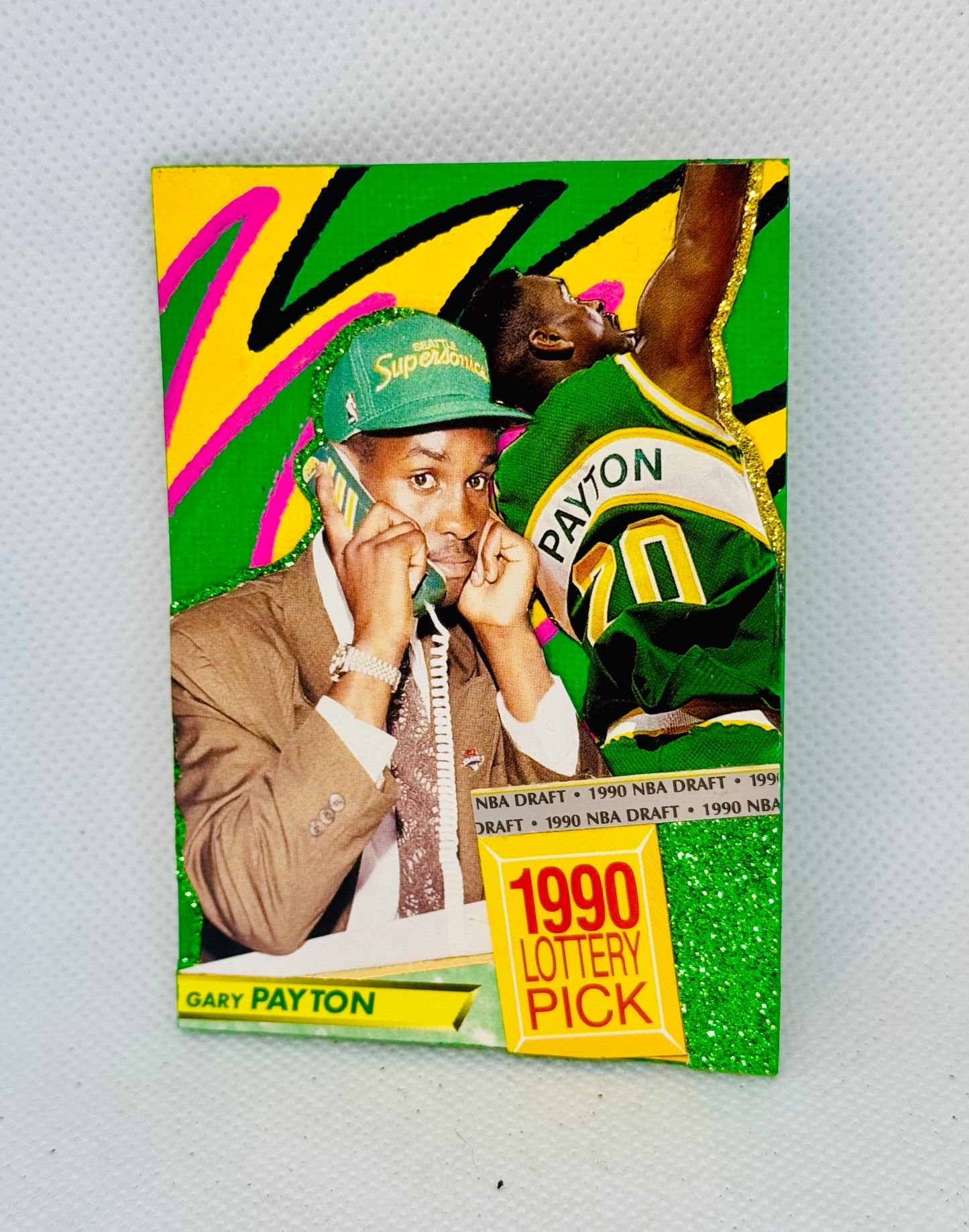 Art trading card (“Origin Story: The Glove” Gary Payton Lottery Pick 1/1 NBA Seattle SuperSonics)