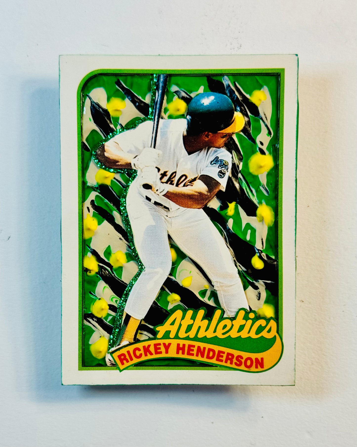 Art trading card (“Oakland 24” Rickey Henderson Oakland Athletics MLB 1/1)